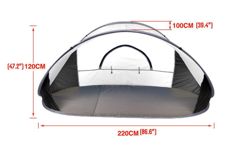 Pop Up Grey Camping Tent Beach Portable Hiking Sun Shade Shelter - John Cootes