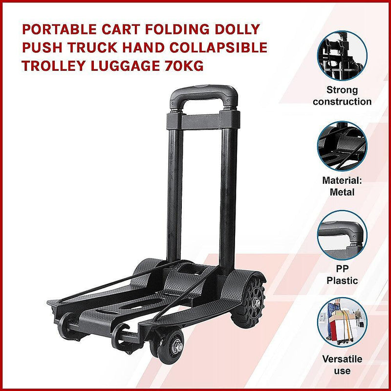Portable Cart Folding Dolly Push Truck Hand Collapsible Trolley Luggage 70Kg - John Cootes