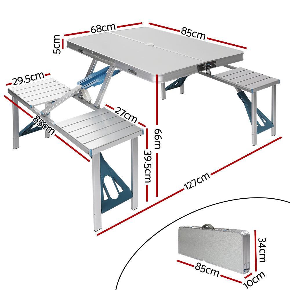 Portable Folding Camping Table and Chair Set 85cm - John Cootes
