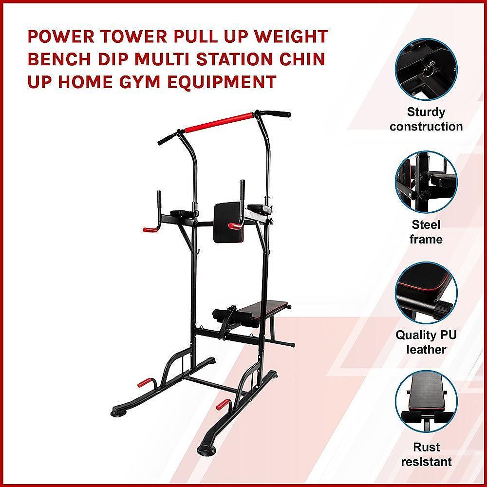 Power Tower Pull Up Weight Bench Dip Multi Station Chin Up Home Gym Equipment - John Cootes