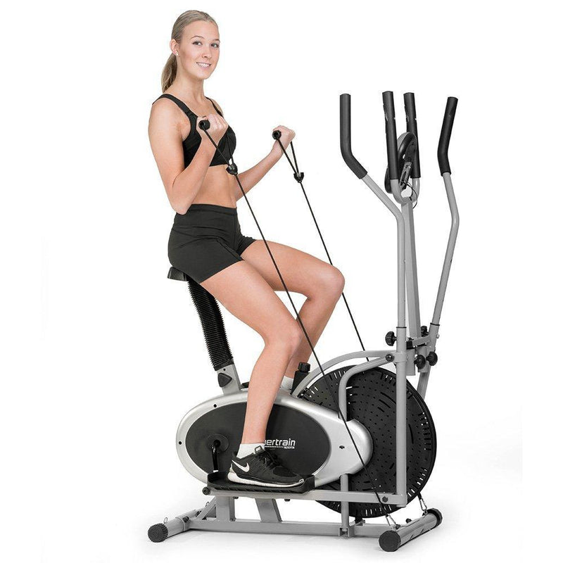 Powertrain 3-in-1 Elliptical Cross Trainer Exercise Bike with Resistance Bands - John Cootes