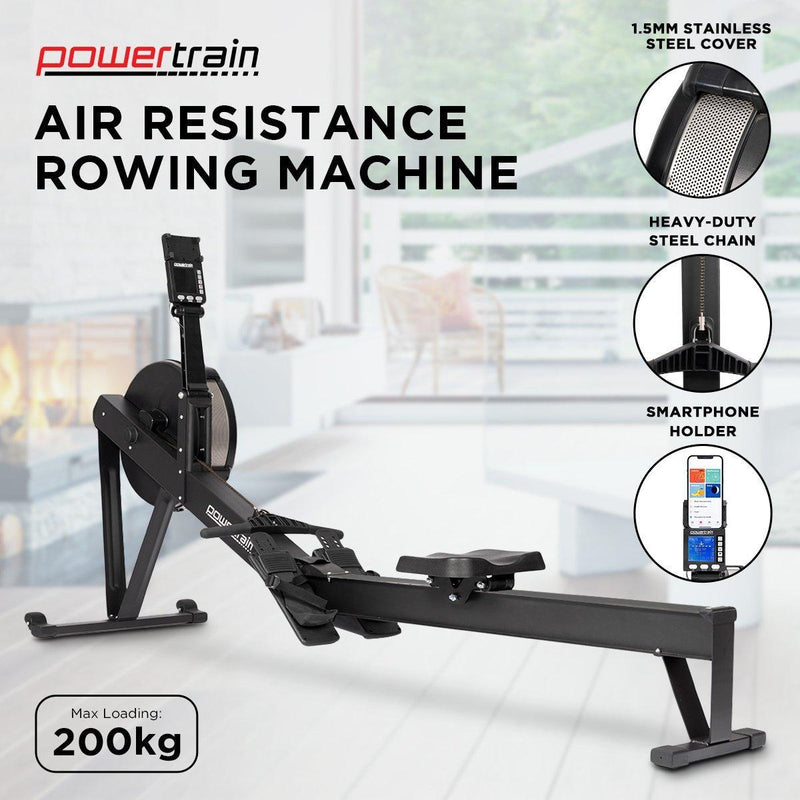 Powertrain Air Rowing Machine Resistance Rower for Home Gym Cardio - John Cootes