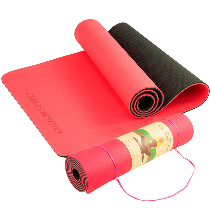 Powertrain Eco-Friendly TPE Pilates Exercise Yoga Mat 8mm - Red - John Cootes