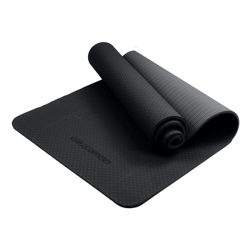 Powertrain Eco-Friendly TPE Yoga Pilates Exercise Mat 6mm - Black - John Cootes