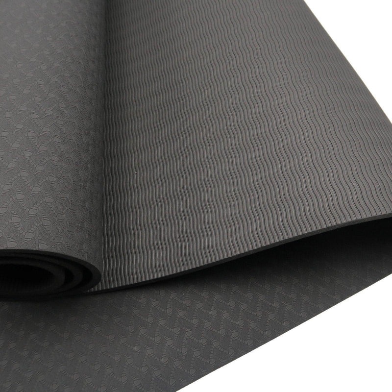 Powertrain Eco-Friendly TPE Yoga Pilates Exercise Mat 6mm - Black - John Cootes