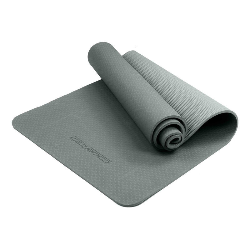Powertrain Eco-Friendly TPE Yoga Pilates Exercise Mat 6mm - Light Grey - John Cootes