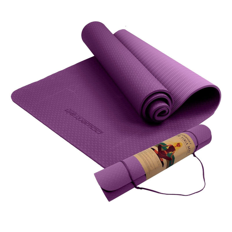 Powertrain Eco-Friendly TPE Yoga Pilates Exercise Mat 6mm - Purple - John Cootes