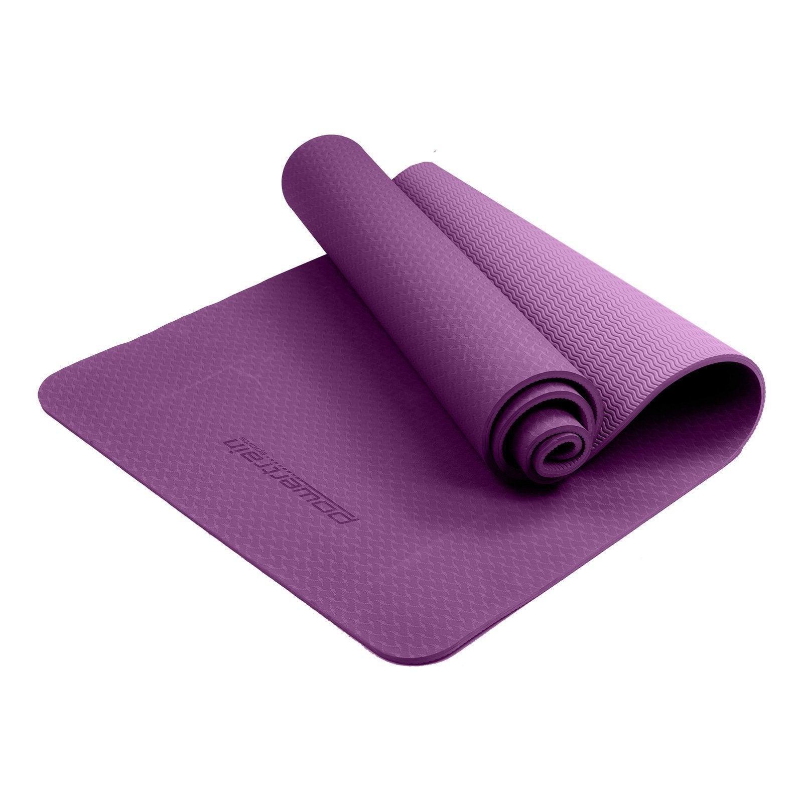 Powertrain Eco-Friendly TPE Yoga Pilates Exercise Mat 6mm - Purple - John Cootes