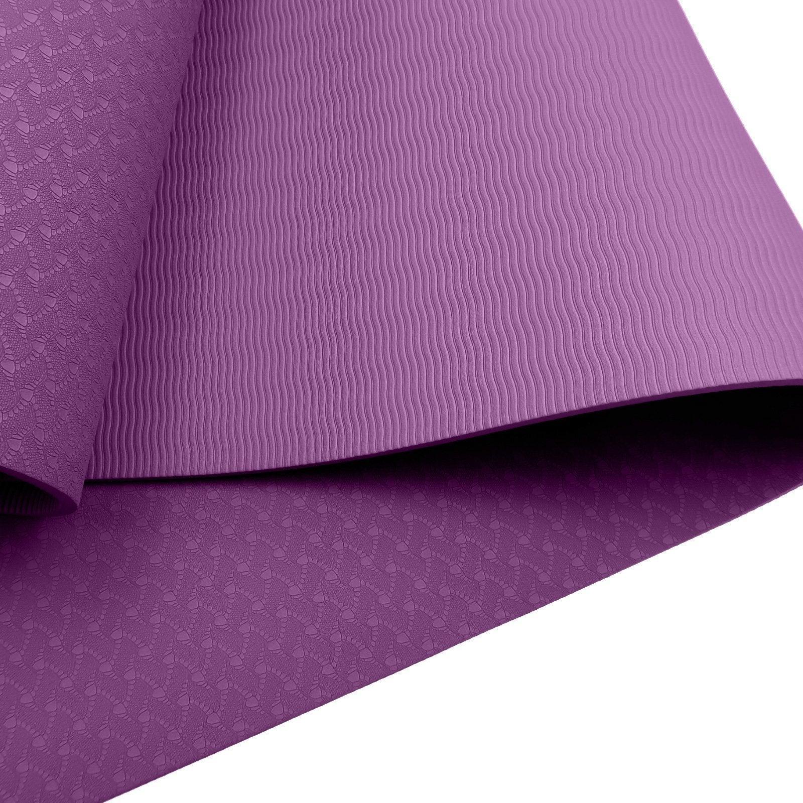 Powertrain Eco-Friendly TPE Yoga Pilates Exercise Mat 6mm - Purple - John Cootes