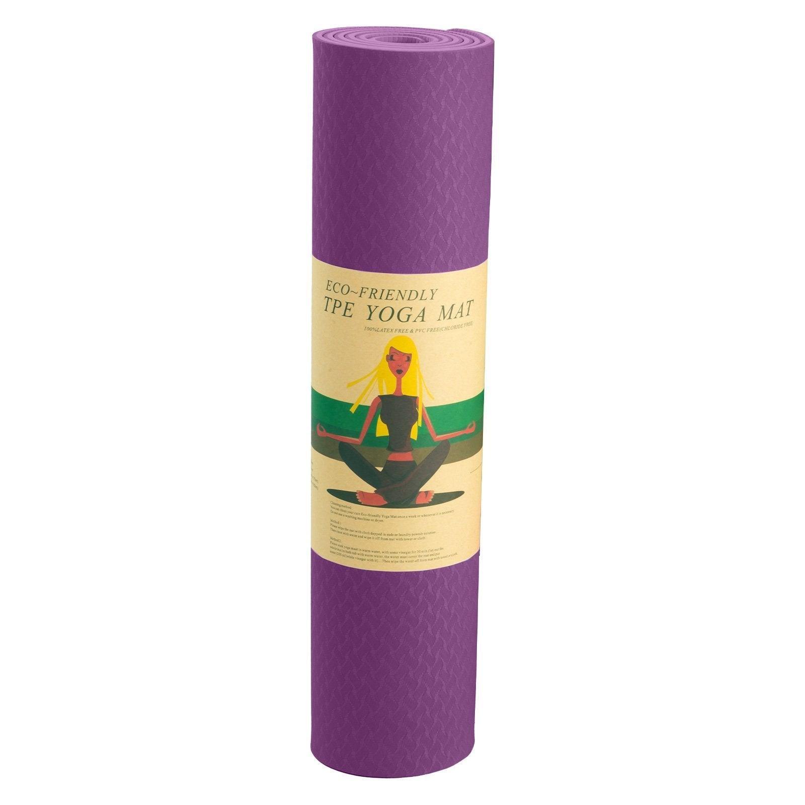 Powertrain Eco-Friendly TPE Yoga Pilates Exercise Mat 6mm - Purple - John Cootes