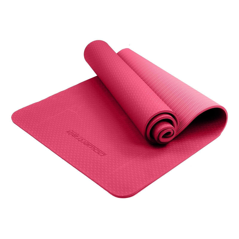 Powertrain Eco-Friendly TPE Yoga Pilates Exercise Mat 6mm - Rose Pink - John Cootes