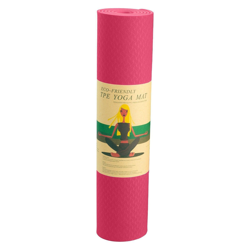 Powertrain Eco-Friendly TPE Yoga Pilates Exercise Mat 6mm - Rose Pink - John Cootes