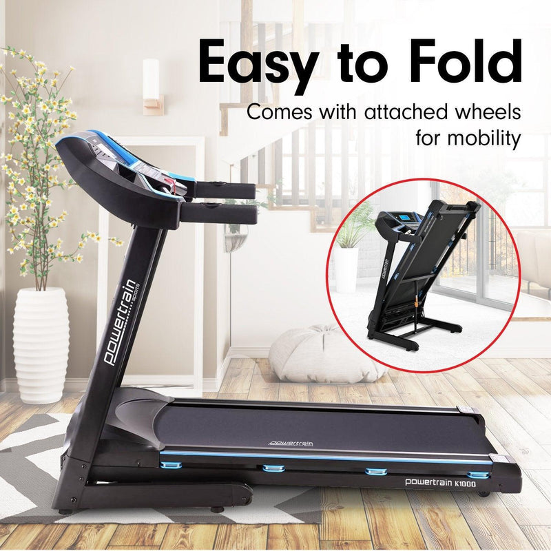 Powertrain K1000 Foldable Treadmill with Incline for Home Gym Cardio - John Cootes