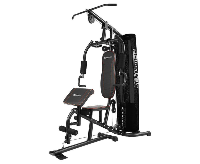 Powertrain Multi Station Home Gym with 45kg Weights Preacher Curl Pad - John Cootes
