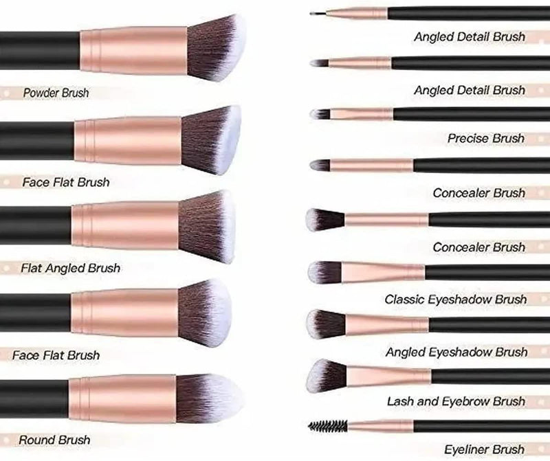 Premium Makeup Brushes 16 Pieces (Synthetic Bristle Brush,Eyeshadow Brush Kit and Powder Makeup) - John Cootes