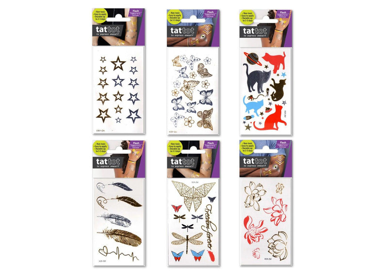 PRICE FOR 6 ASSORTED TEMPORARY TATTOO METALLIC FREEDOM FOREVER - John Cootes