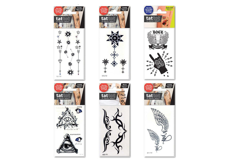 PRICE FOR 6 ASSORTED TEMPORARY TATTOO PARTY ROCK - John Cootes