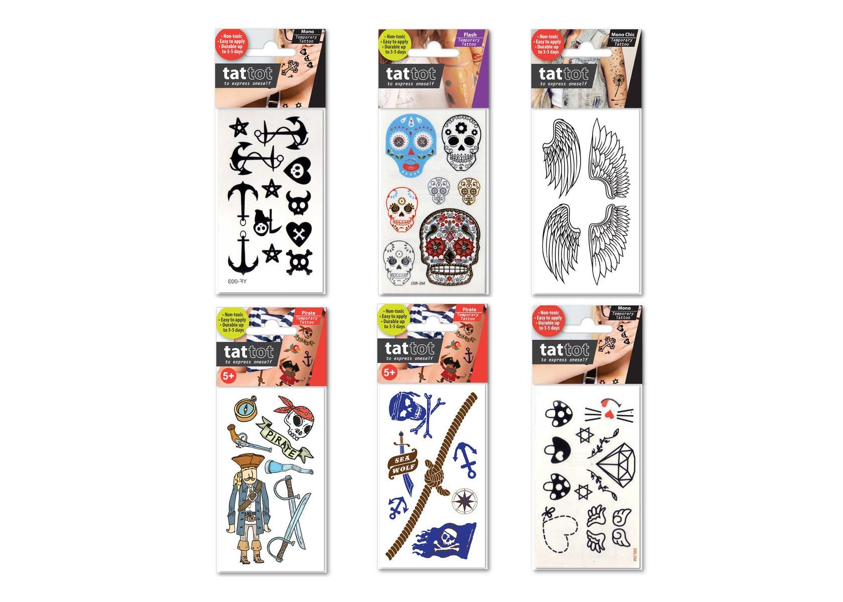 PRICE FOR 6 ASSORTED TEMPORARY TATTOO PIRATE - John Cootes