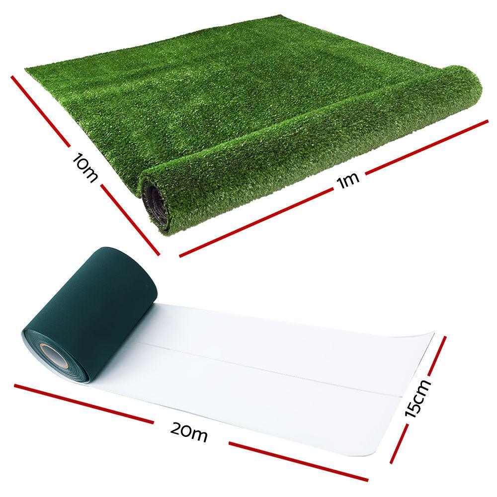 Primeturf 1x10m Artificial Grass Synthetic Fake 10SQM Turf Lawn 17mm Tape - John Cootes