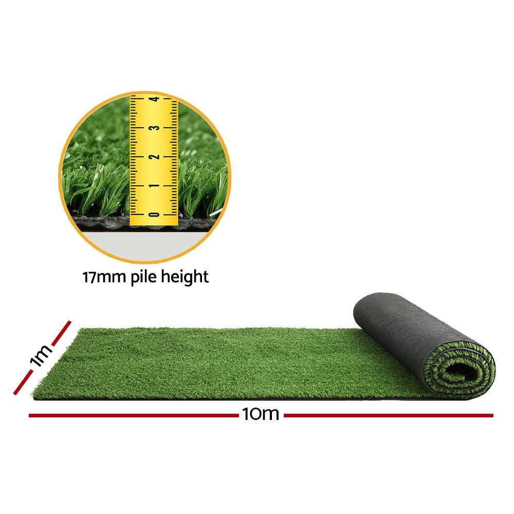 Primeturf Artificial Grass 17mm 1mx10m 10sqm Synthetic Fake Turf Plants Plastic Lawn Olive - John Cootes