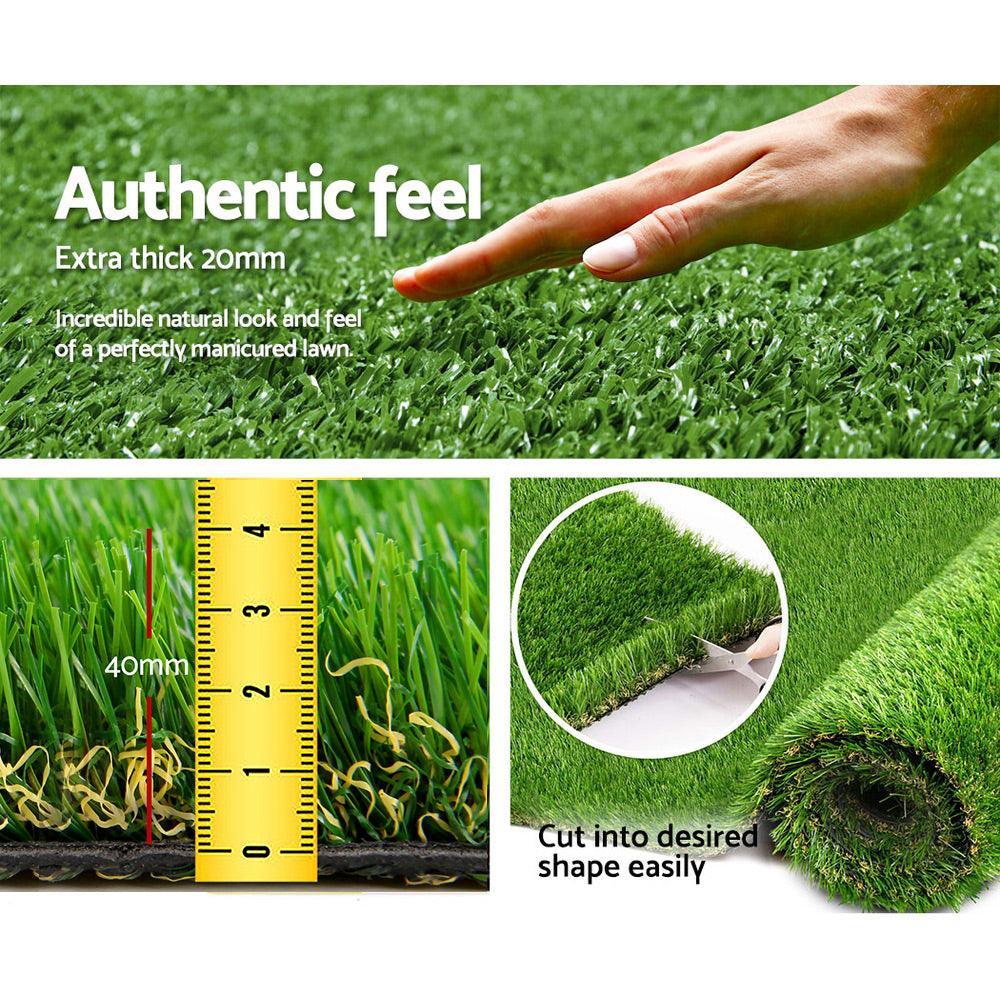 Primeturf Artificial Grass 40mm 1mx10m 10sqm Synthetic Fake Turf Plants Plastic Lawn 4-coloured - John Cootes