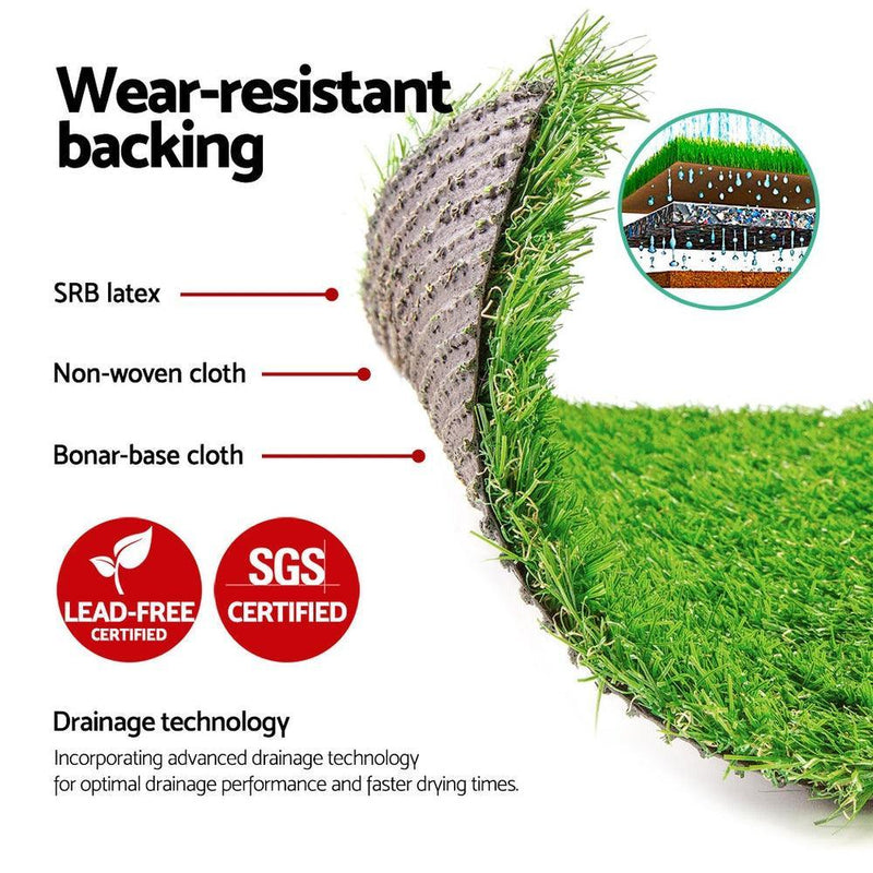 Primeturf Artificial Grass Synthetic Fake 20SQM Turf Plastic Plant Lawn 20mm - John Cootes