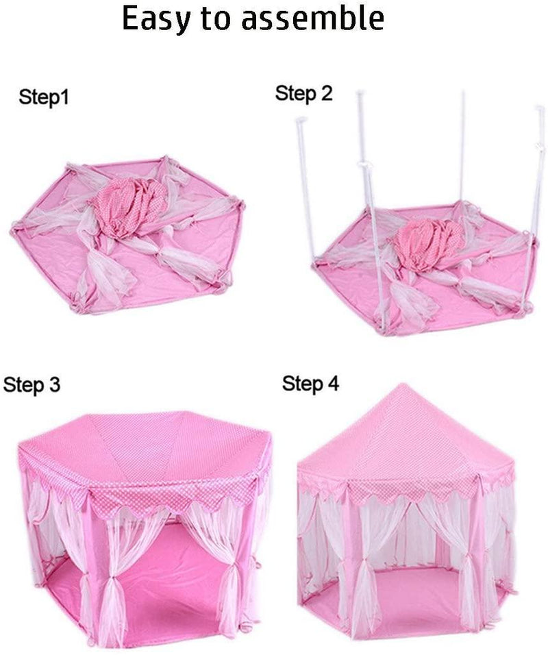 Princess Indoor Playhouse Toy Play Tent for Kids Toddlers with Mat Floor and Carry Bag (Pink) - John Cootes