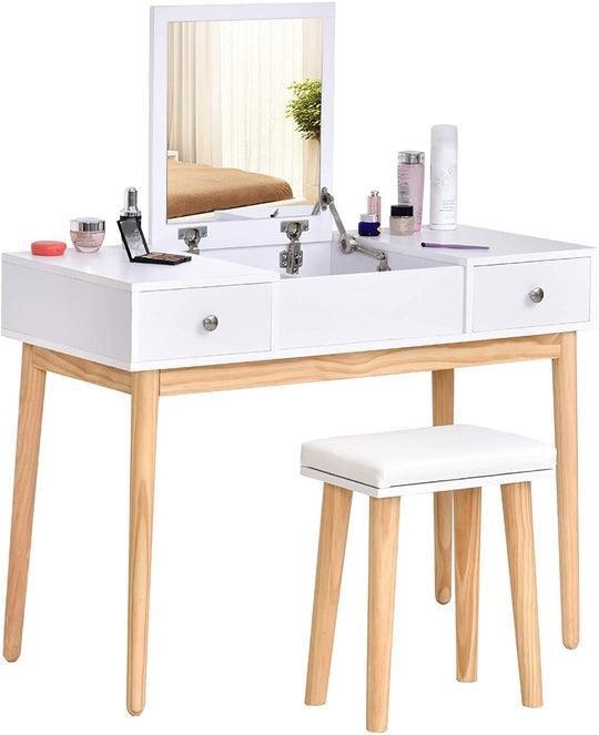 Princess White Dresser Table With Mirror, Stool And Storage Drawers Set - John Cootes