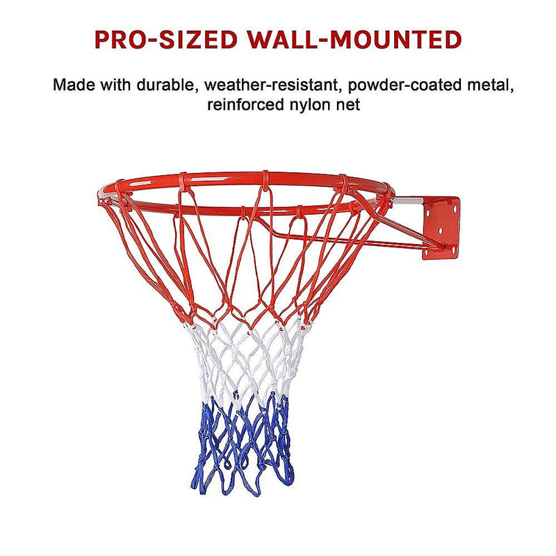 Pro Size Wall Mounted Basketball Hoop Ring Goal Net Rim Dunk Shooting Outdoor - John Cootes