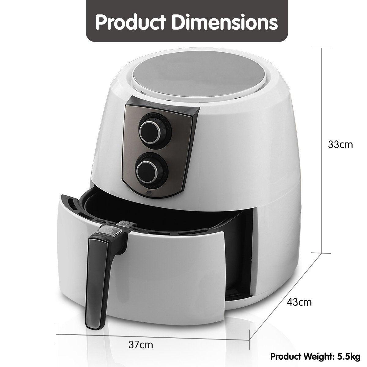 Pronti 7.2L 1800W Air Fryer Cooker Kitchen Oven White - John Cootes