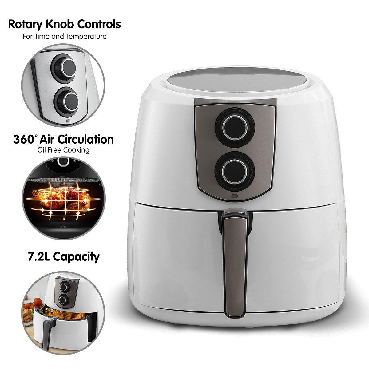 Pronti 7.2L 1800W Air Fryer Cooker Kitchen Oven White - John Cootes