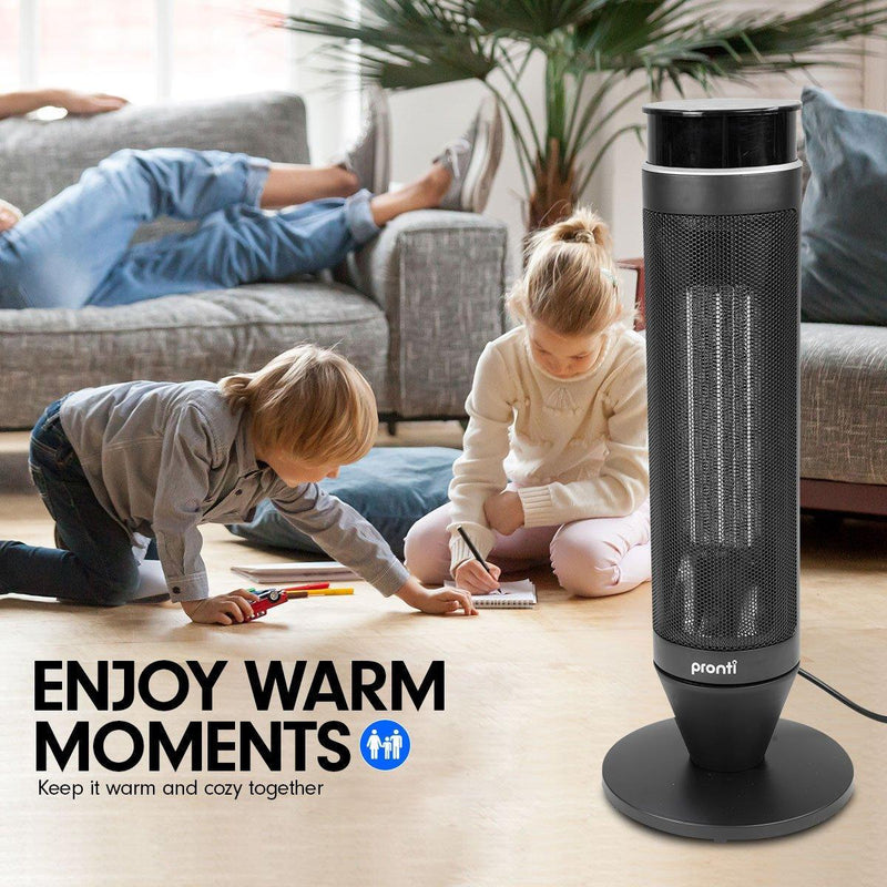 Pronti Electric Tower Heater 2000W Remote Portable - Black - John Cootes