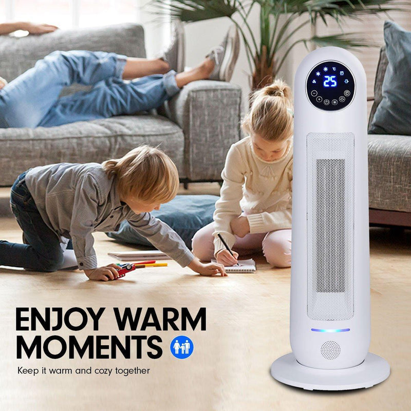 Pronti Electric Tower Heater 2200W Remote Control - White - John Cootes