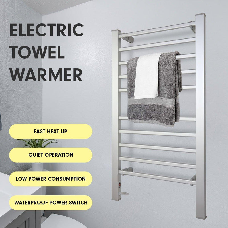 Pronti Heated Towel Rack Electric Rails Warmer 160 Watt- Silver - John Cootes
