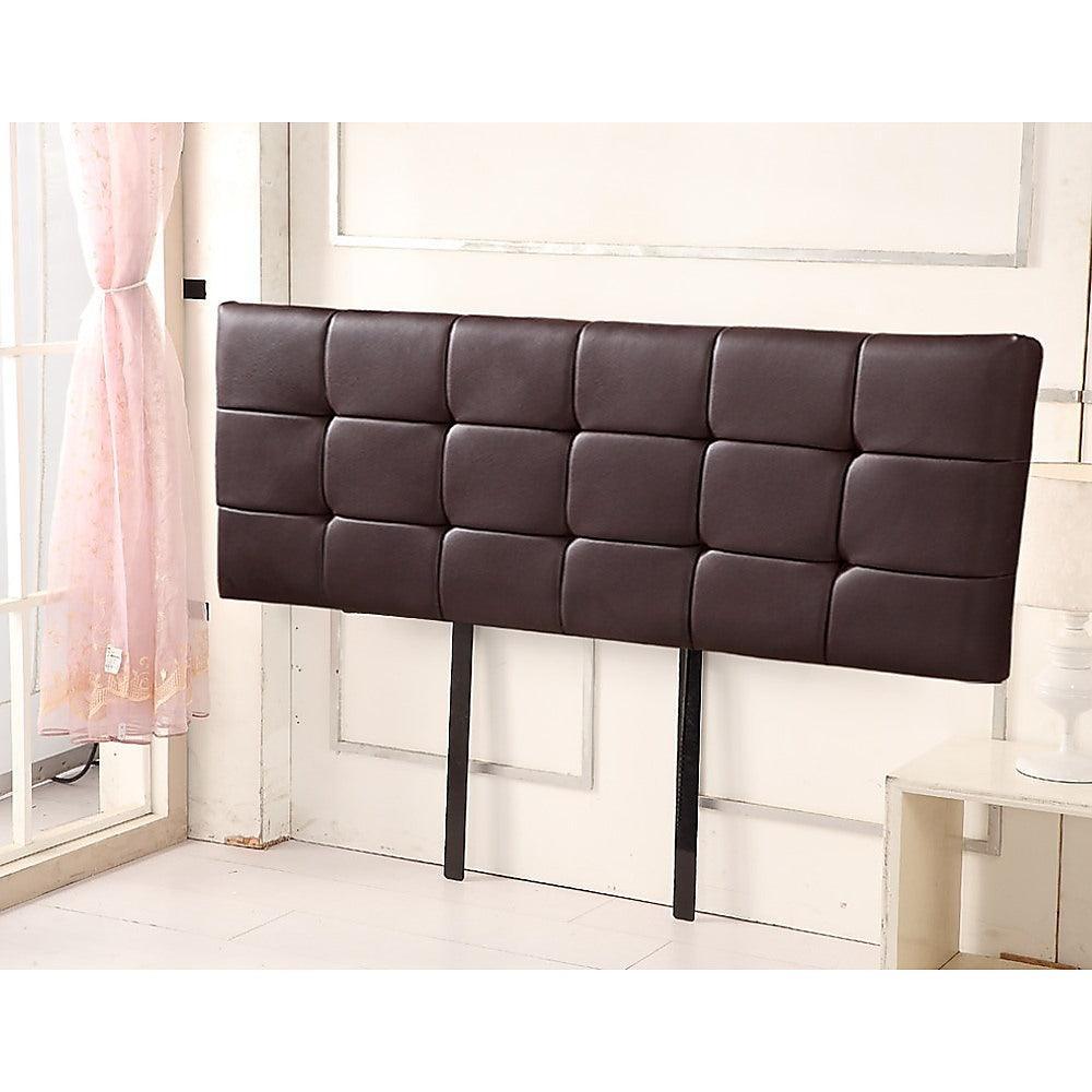 PU Leather King Bed Deluxe Headboard Bedhead - Brown - John Cootes