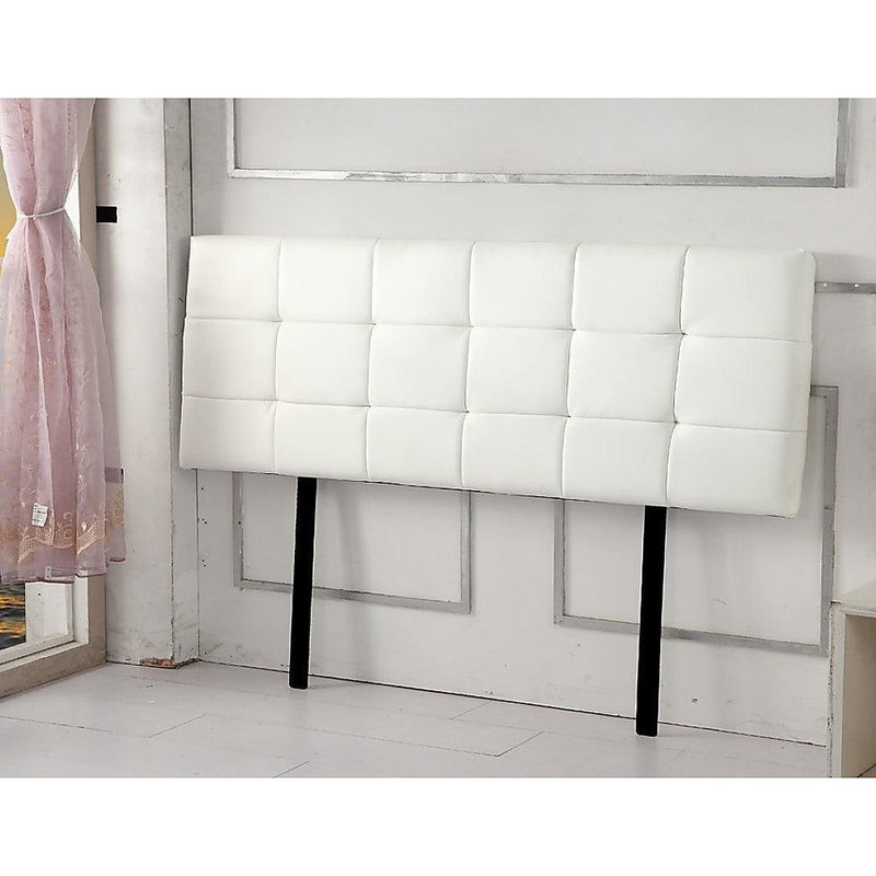 PU Leather King Bed Deluxe Headboard Bedhead - White - John Cootes