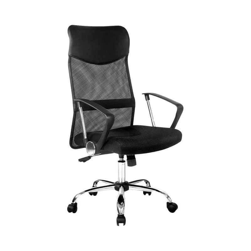 PU Leather Mesh High Back Office Chair - Black - John Cootes
