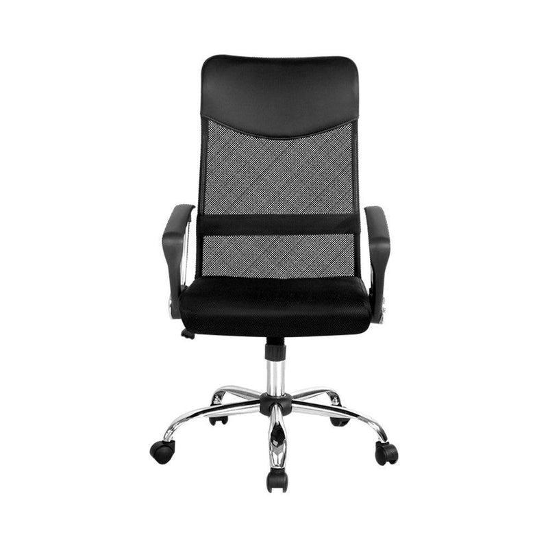 PU Leather Mesh High Back Office Chair - Black - John Cootes
