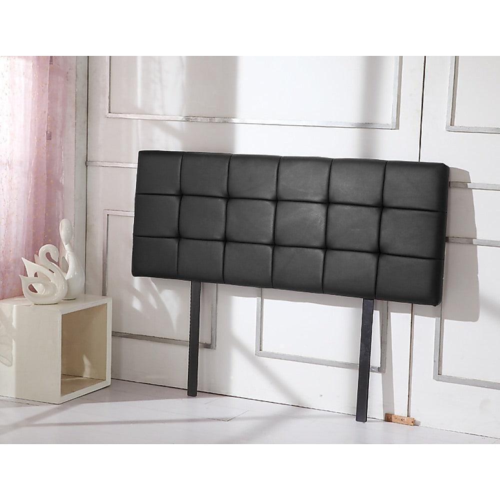 PU Leather Queen Bed Deluxe Headboard Bedhead - Black - John Cootes