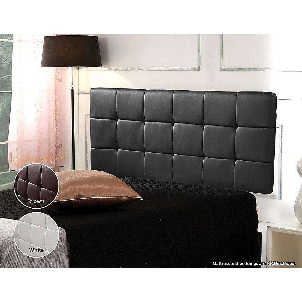 PU Leather Queen Bed Deluxe Headboard Bedhead - Black - John Cootes