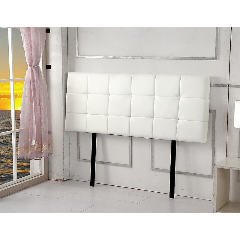 PU Leather Queen Bed Deluxe Headboard Bedhead - White - John Cootes