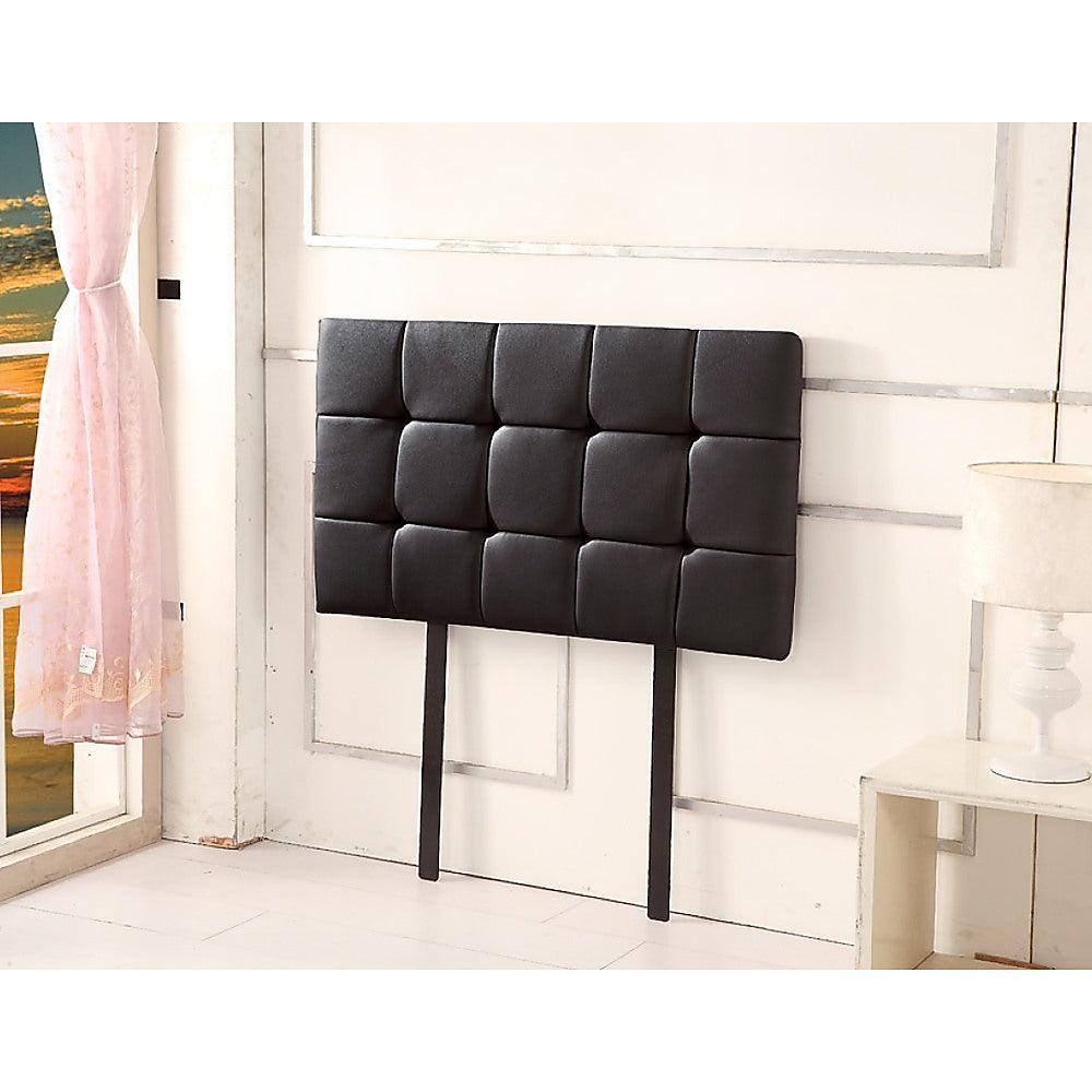 PU Leather Single Bed Deluxe Headboard Bedhead - Black - John Cootes