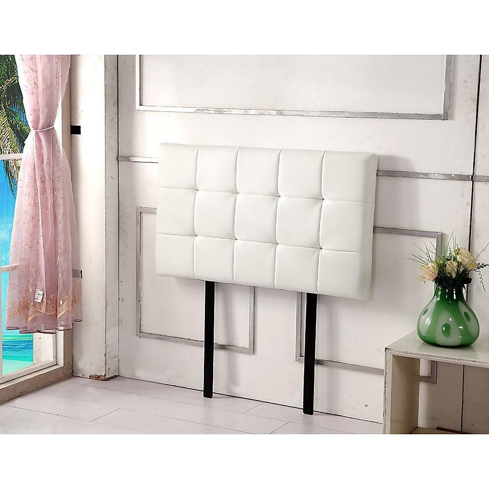 PU Leather Single Bed Deluxe Headboard Bedhead - White - John Cootes