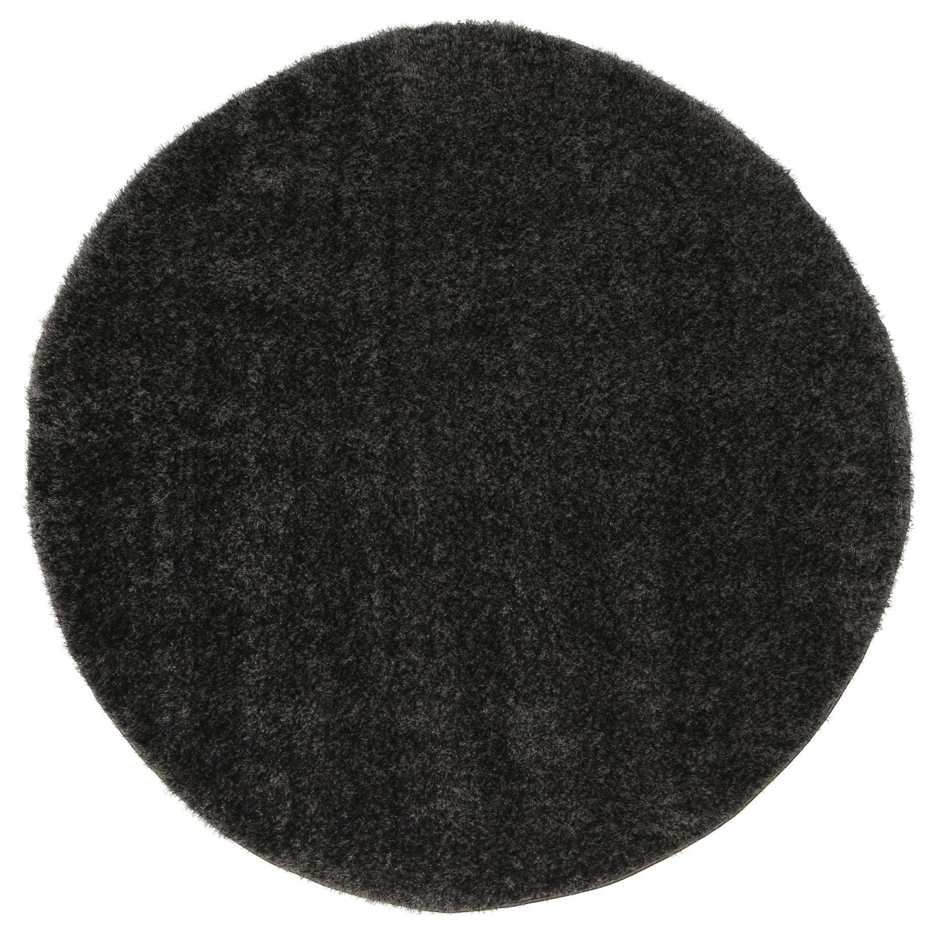 Puffy Soft Shaggy Round Rug Anthracite Grey 160x160 cm Round - John Cootes