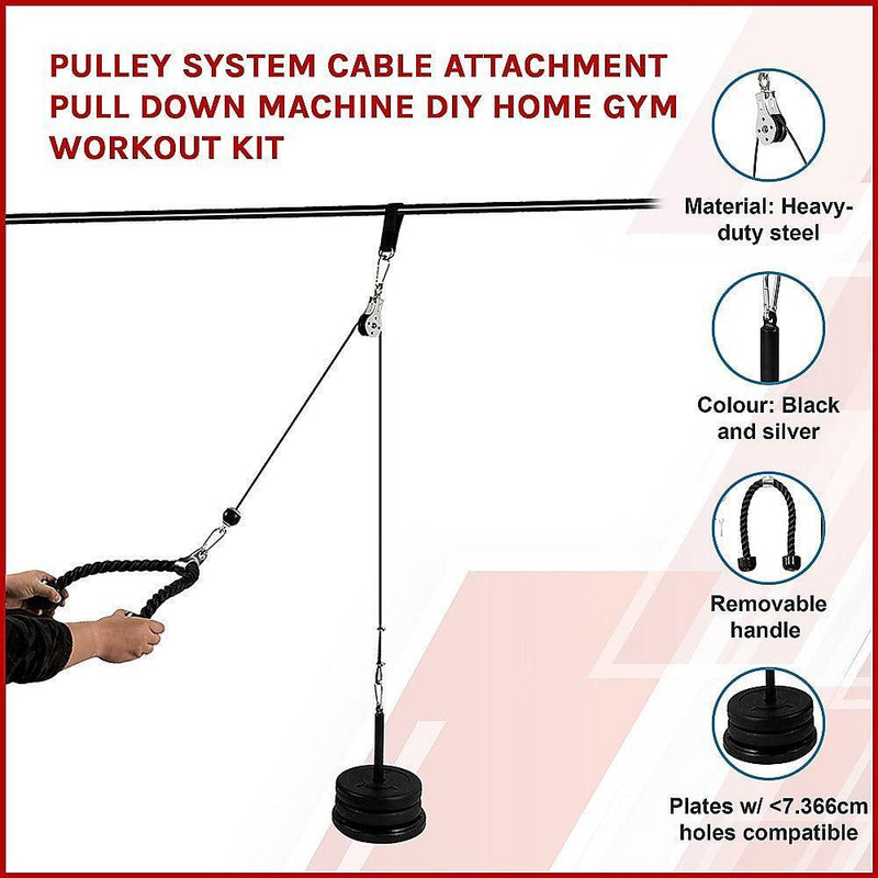 Pulley System Cable Attachment Pull Down Machine DIY Home Gym Workout Kit - John Cootes