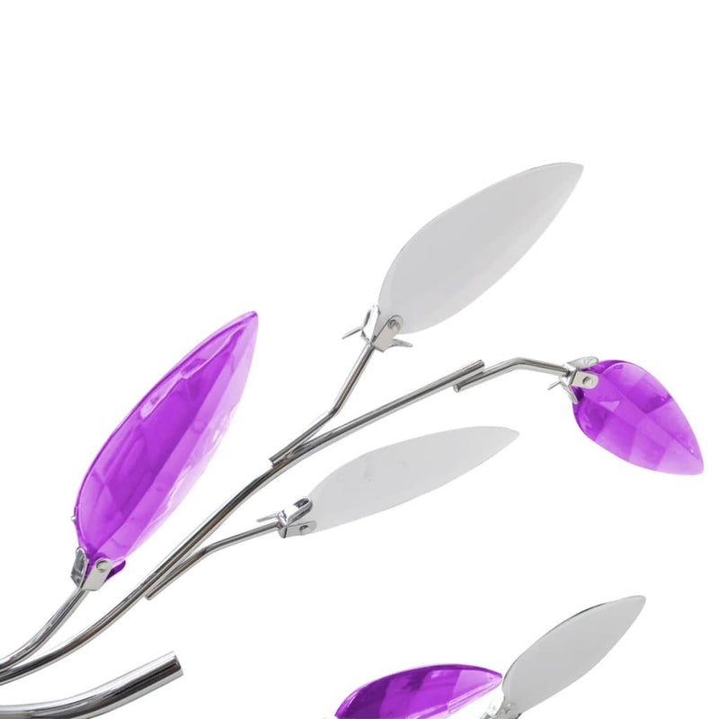 Purple&white Ceiling Lamp Acrylic Crystal Leaf Arms For 5 E14 Bulbs - John Cootes