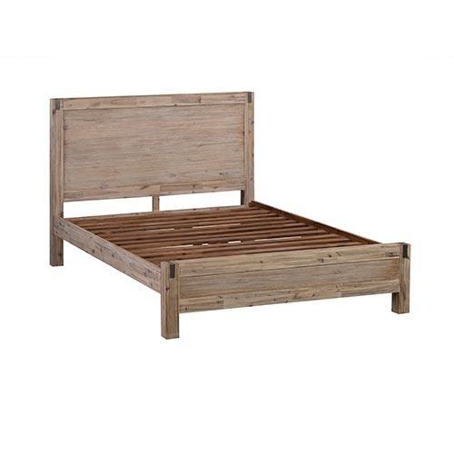 Queen size Bed Frame in Solid Acacia Veneered Medium High Headboard in Oak - John Cootes