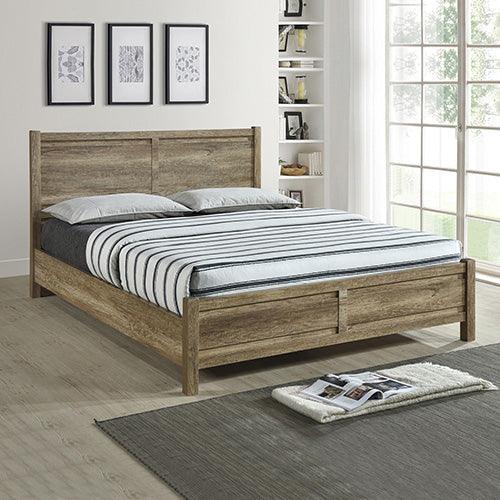 Queen Size Bed Frame Natural Wood like MDF in Oak Colour - John Cootes
