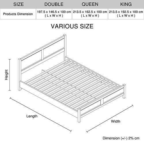 Queen Size Bed Frame Natural Wood like MDF in Oak Colour - John Cootes