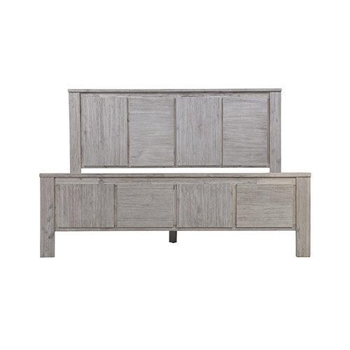 Queen Size Bed Frame with Solid Acacia Wood Veneered Construction in White Ash Colour - John Cootes
